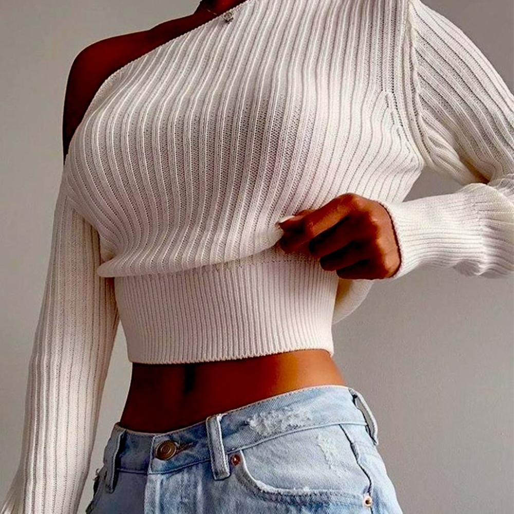 One Shoulder Long Sleeve Sweater